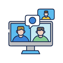 Online meeting vector icon. Video call conference concept