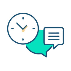 Appointment reminder icon with clock and chat bubble