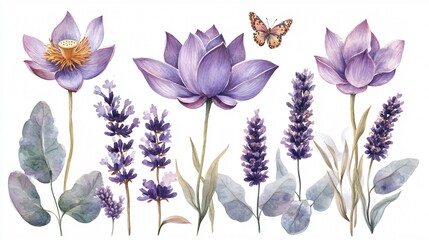 Elegant Flowers Arrangement on Isolated White Background