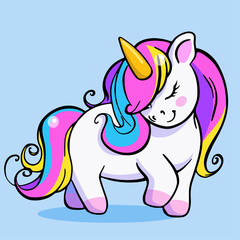 Unicorn character isolated. Children's colorful print, illustration, poster, elememt for design of clothing, textiles, rooms. 