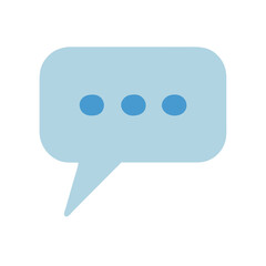 Blue Chat Bubble with Dots Icon on Black