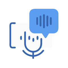 Podcast microphone illustration with speech bubble and sound wave
