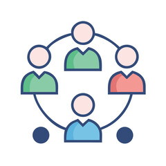 Network Connection Circle With People, Social Network Concept