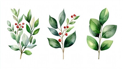 Obraz premium Festive Christmas Wreath with Holly Leaves, Eucalyptus, and Berries