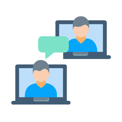 Virtual Meeting Communication Icon: Conference, Chat, and Connection