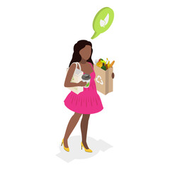 3D Isometric Flat  Illustration of Sustainable Lifestyle, Zero Waste Choice