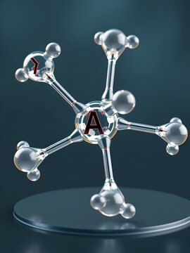Glutaraldehyde, glutaral molecule. It is is used for industrial, laboratory, agricultural, disinfection of medical devices. Molecular model. 3D rendering