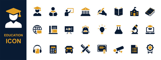 Modern Flat Education Icon Set 
