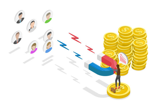 3D Isometric Flat  Illustration of Lead Generation, Optimizing Conversion Rate - Powered by Adobe