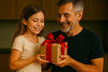 Daughter Giving Gift to Her Father on Father’s Day — Heartwarming Moment