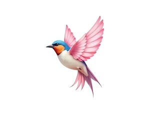 Obraz premium A flying sparrow logo with a hint of soft pink feathers,HD,Watercolor,transparent background 