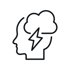 anxiety mental health vector line icon