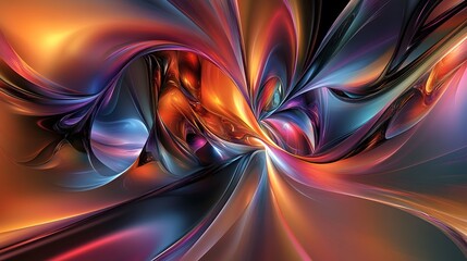 Naklejka premium Digital illustration of abstract, swirling lines in vibrant orange, blue, and black, creating a dynamic, energetic...