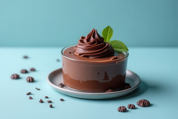 Tempting Vegan Chocolate Mousse: Elegant Fine Dining Photography