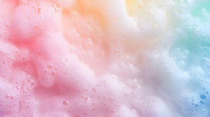 Obraz premium Abstract photograph of vibrant pink and blue foam bubbles, creating a rainbow effect.
