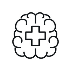 Human brain health vector line icon