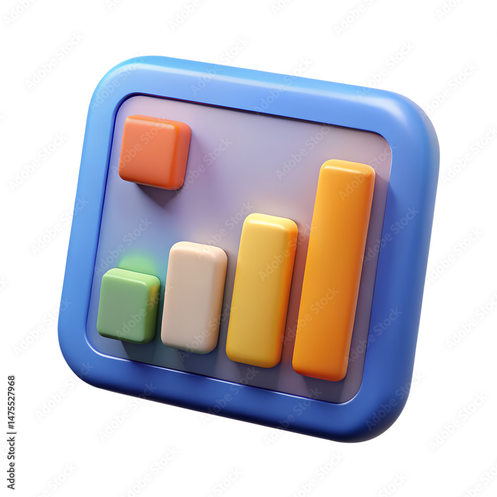 Poster a colorful 3d rendering icon representing growth and data analytics on a white background showcasing