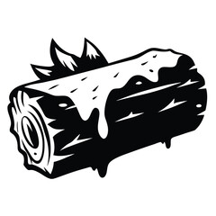 Bold black and white wood log has dripping texture for art projects