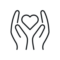 Obraz premium Heart in hand line vector icon