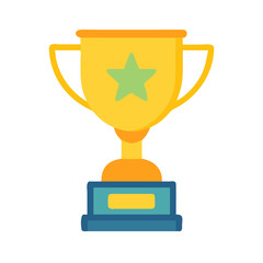 Gold Trophy with Star, Victory Concept, Isolated on Black