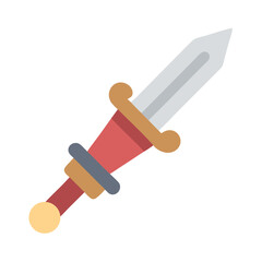 Stylized Cartoon Sword with Red Handle and Blade