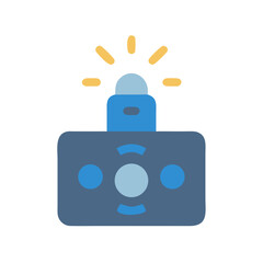 Remote control with flashing light on a black background