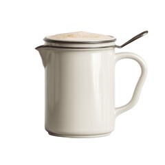 Creamy Coffee in Vintage Enamel Mug with Infuser
