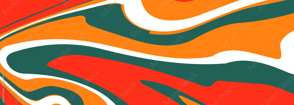 Aufkleber Abstract modern wide banner with colored shapes. Colorful abstract geometric background with curved objects. Vector illustration