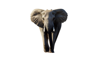  An elephant standing on the ground, transparent background PNG clipart cutout