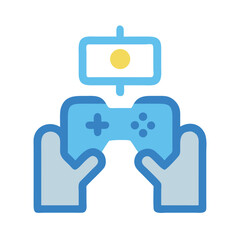 Hands holding a controller in front of a screen