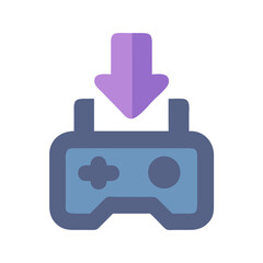 Game controller download icon with arrow and gamepad