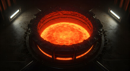Intense Heat Rising From Industrial Furnace With Molten Metal Processing Concept