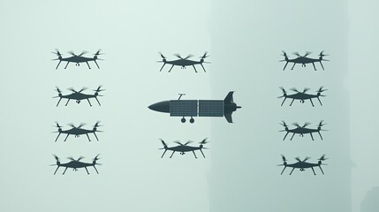 Drone Swarm with Leader Ship, and Tech.