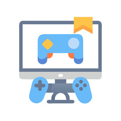 Video Gaming Setup: Desktop, Controllers, and Achievement Flag