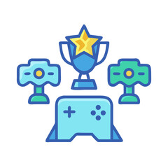Victory Celebration: Controller, Trophy, and Game Symbols
