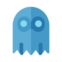 Cute blue ghost icon on a black background