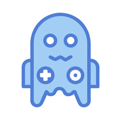 Cute Blue Gaming Ghost with Gamepad Icons Artwork