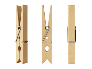 Wooden pegs isolated on transparent background 3D illustration