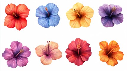 Vibrant Watercolor Hibiscus Flower on White Background