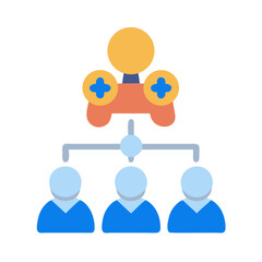 Gaming team with a leader controlling the game