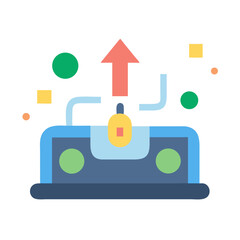 Laptop with arrow up, technology and connection concept