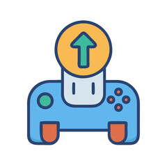 Obraz premium Gaming console upgrade vector icon on black background