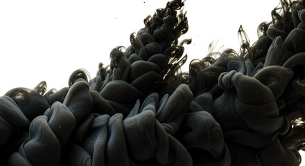 Fototapeta premium Abstract Formation Of Black Ink Underwater Against White Background