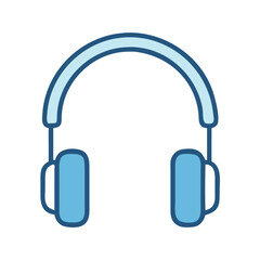 Blue headphones on black background, music listening vector