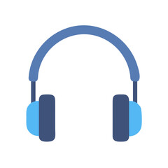 Blue headphones vector icon on isolated black background