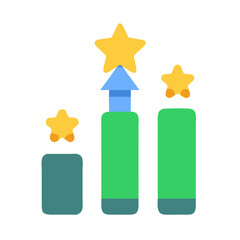 Growth chart with stars icon on black background