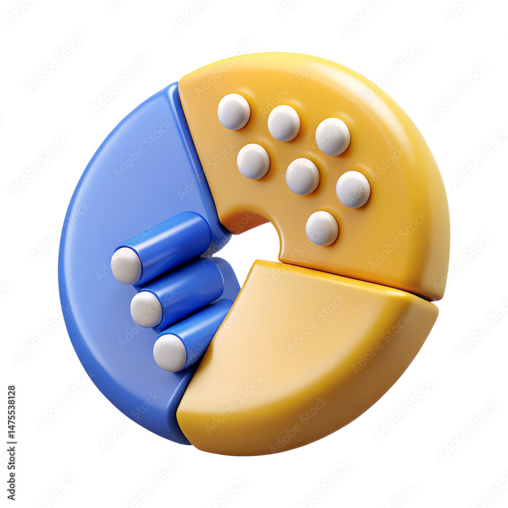 Poster vibrant 3d rendering icon representing a pie chart symbolizing data analysis and business related vi