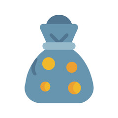 Blue bag with gold circles on black background