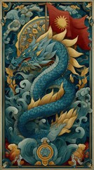 Intricate dragon design with decorative elements.