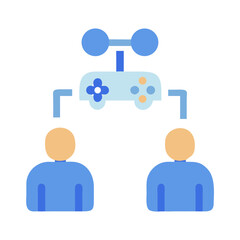 Multiplayer Gaming Connection Icon with People and Controller